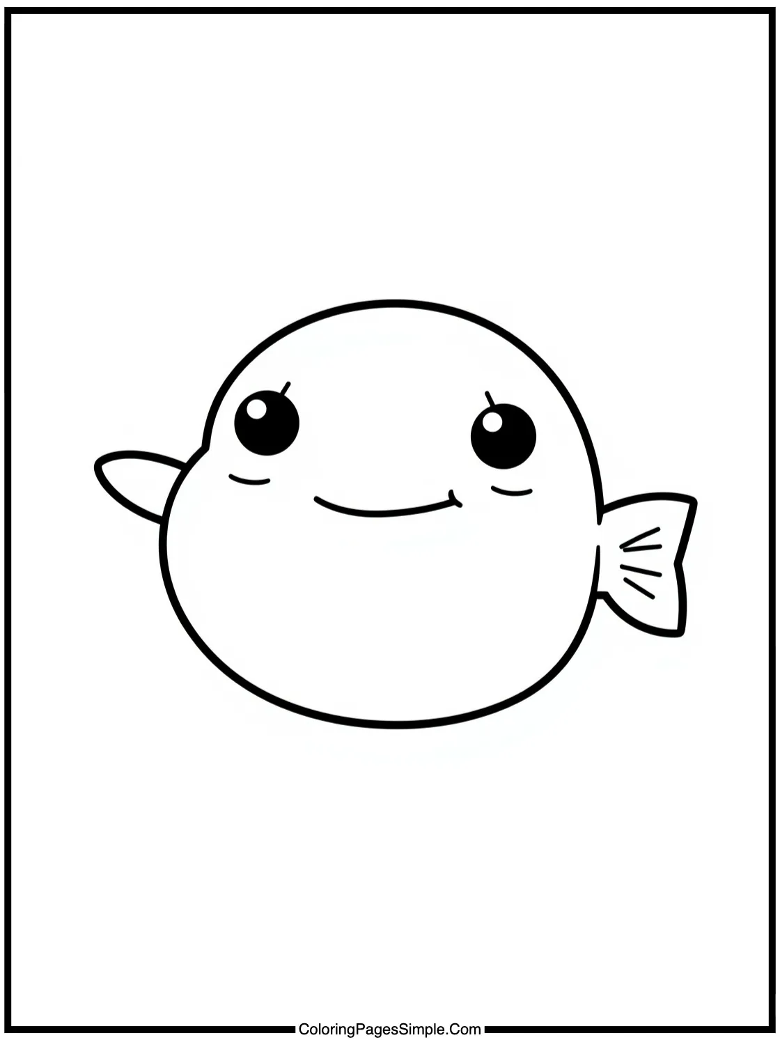 Chibi Blobfish looking very happy smiling.