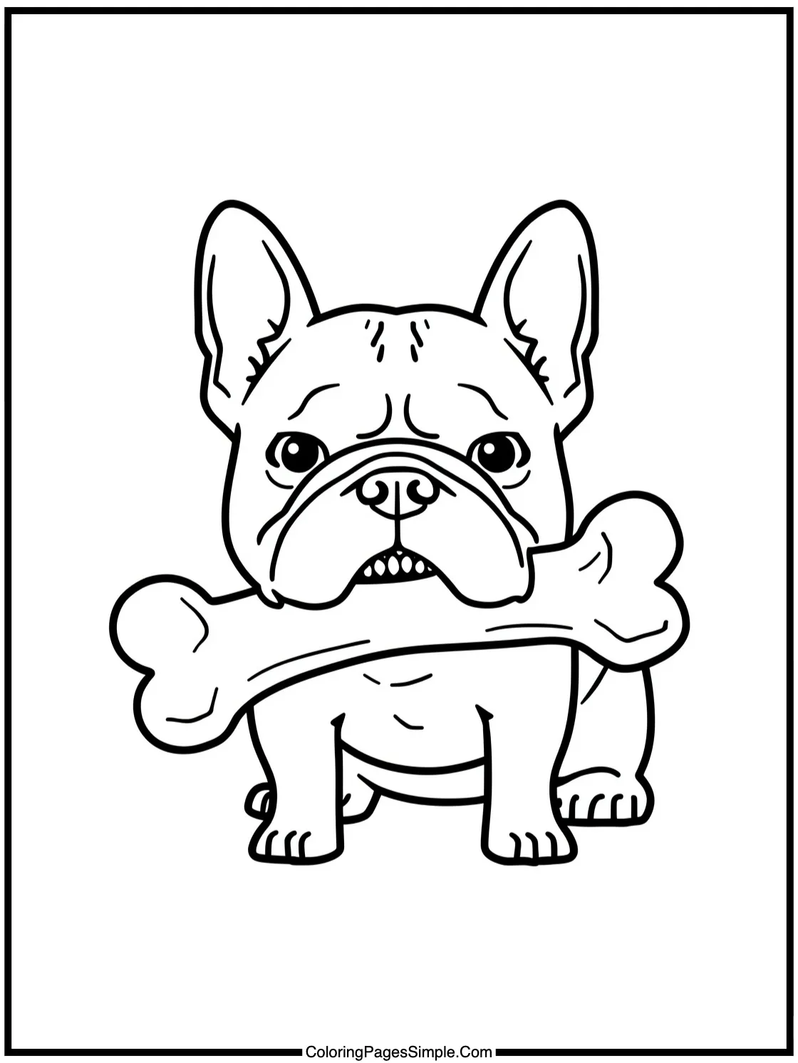 Chibi Bull Dog eating a giant bone.