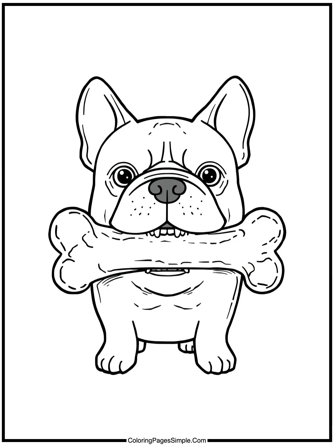 Chibi Bull Dog eating a giant bone.