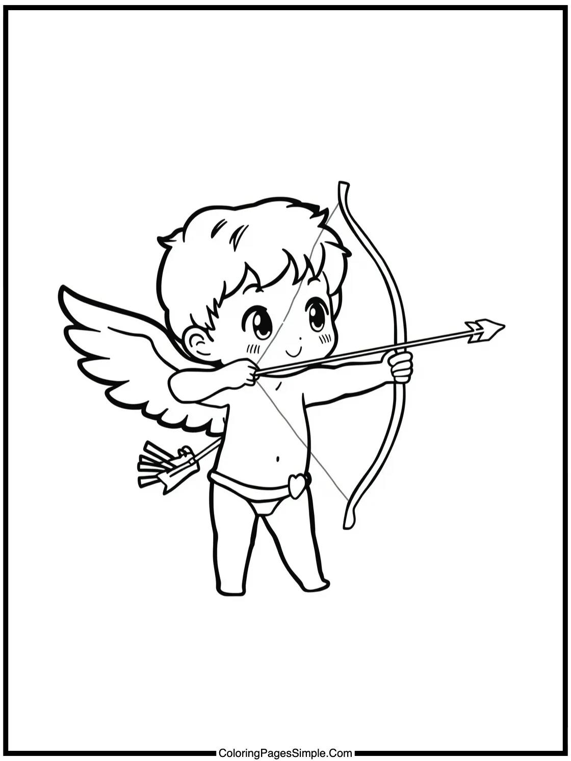 Chibi Cupid shooting heart arrows.