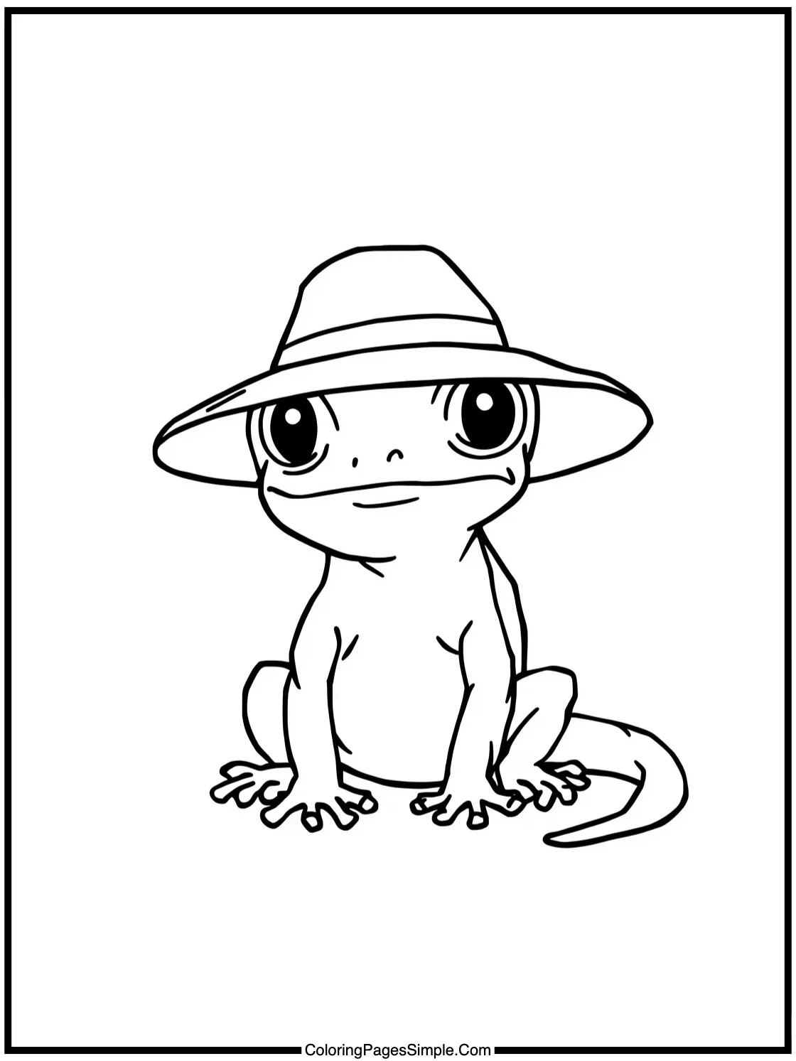 Chibi Gecko wearing a tiny sunhat.
