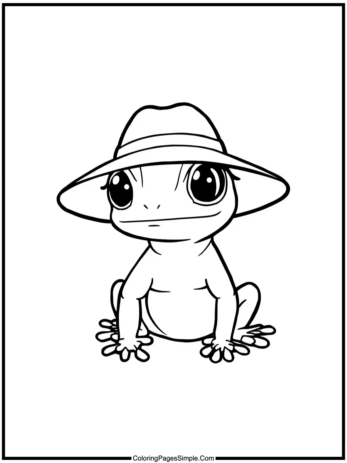 Chibi Gecko wearing a tiny sunhat.