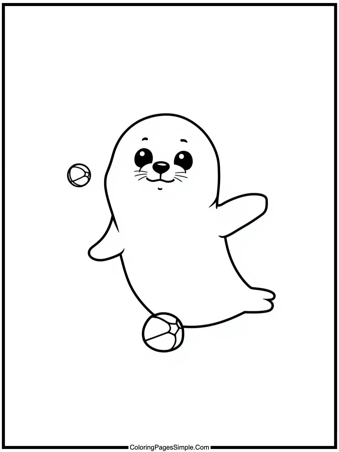 Chibi Seal balancing a ball on nose.