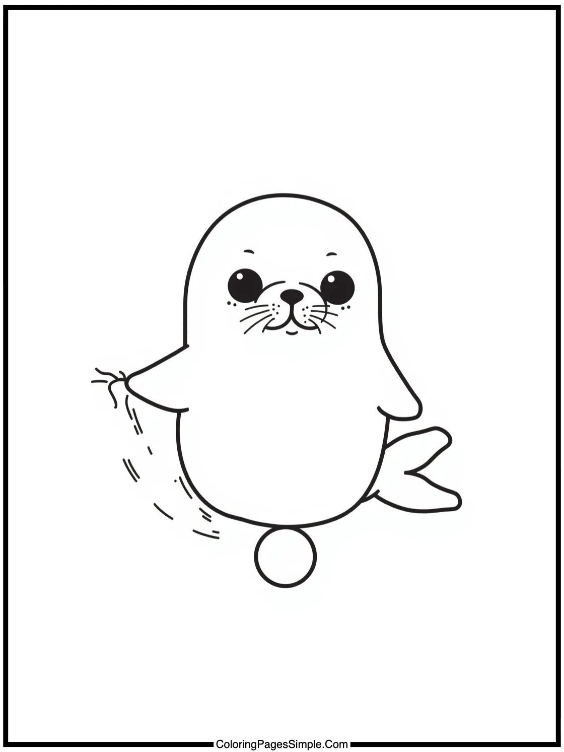 Chibi Seal balancing a ball on nose.