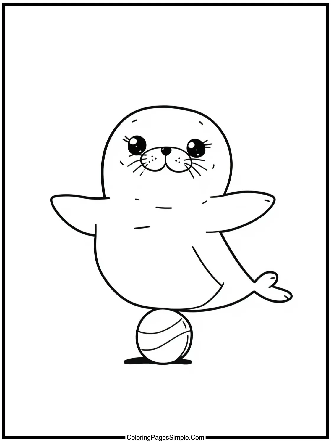 Chibi Seal balancing a ball on nose.