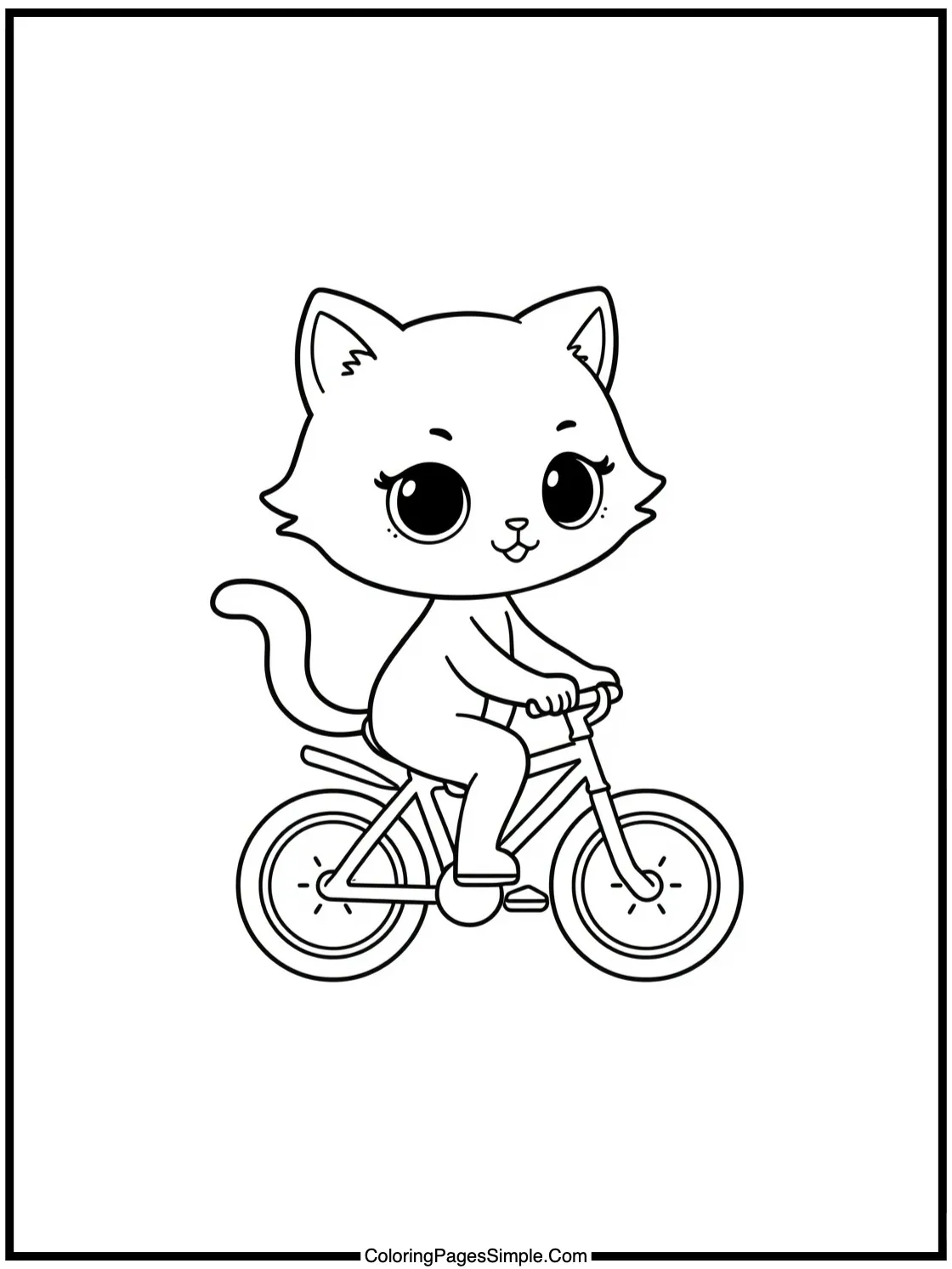 Chibi cat riding a small bicycle.