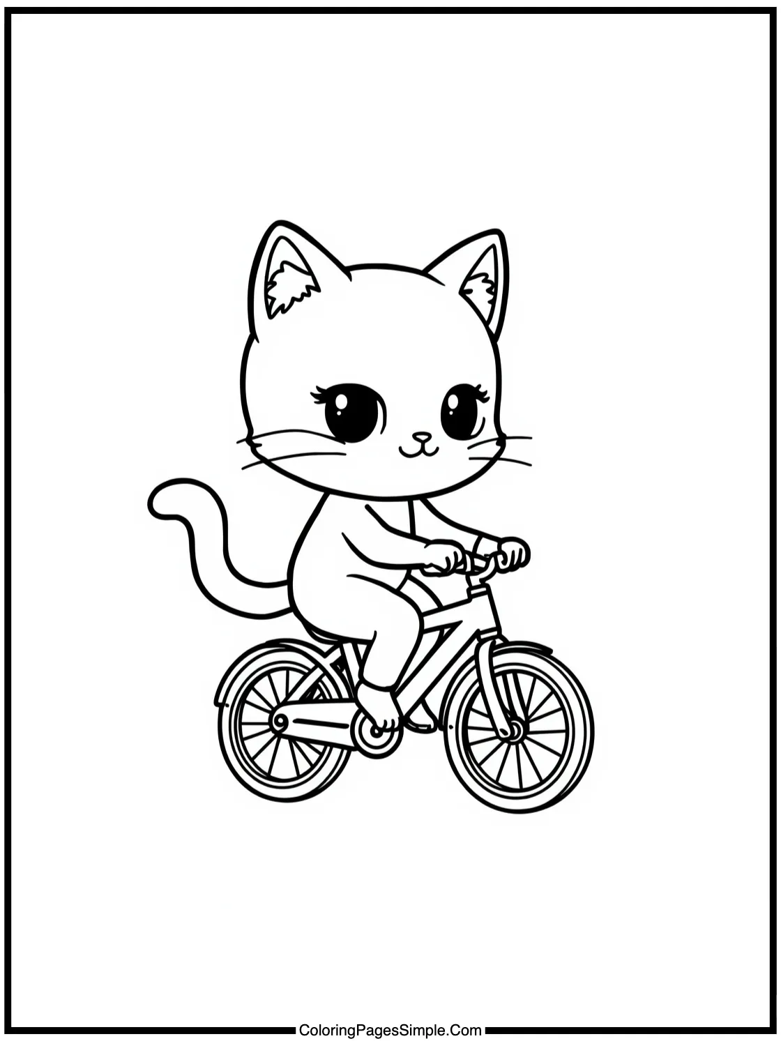 Chibi cat riding a small bicycle.
