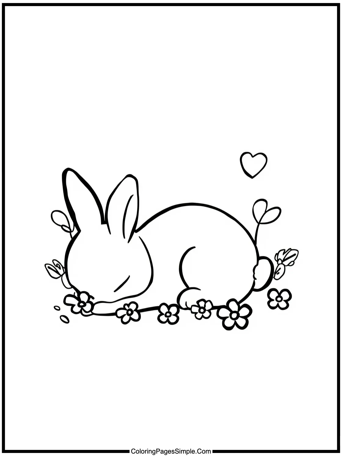 Chibi rabbit sleeping in flower patch.