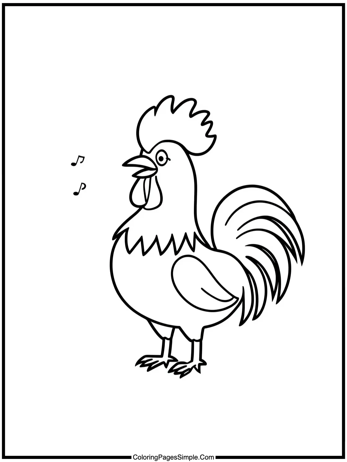 Chibi rooster singing a morning song.