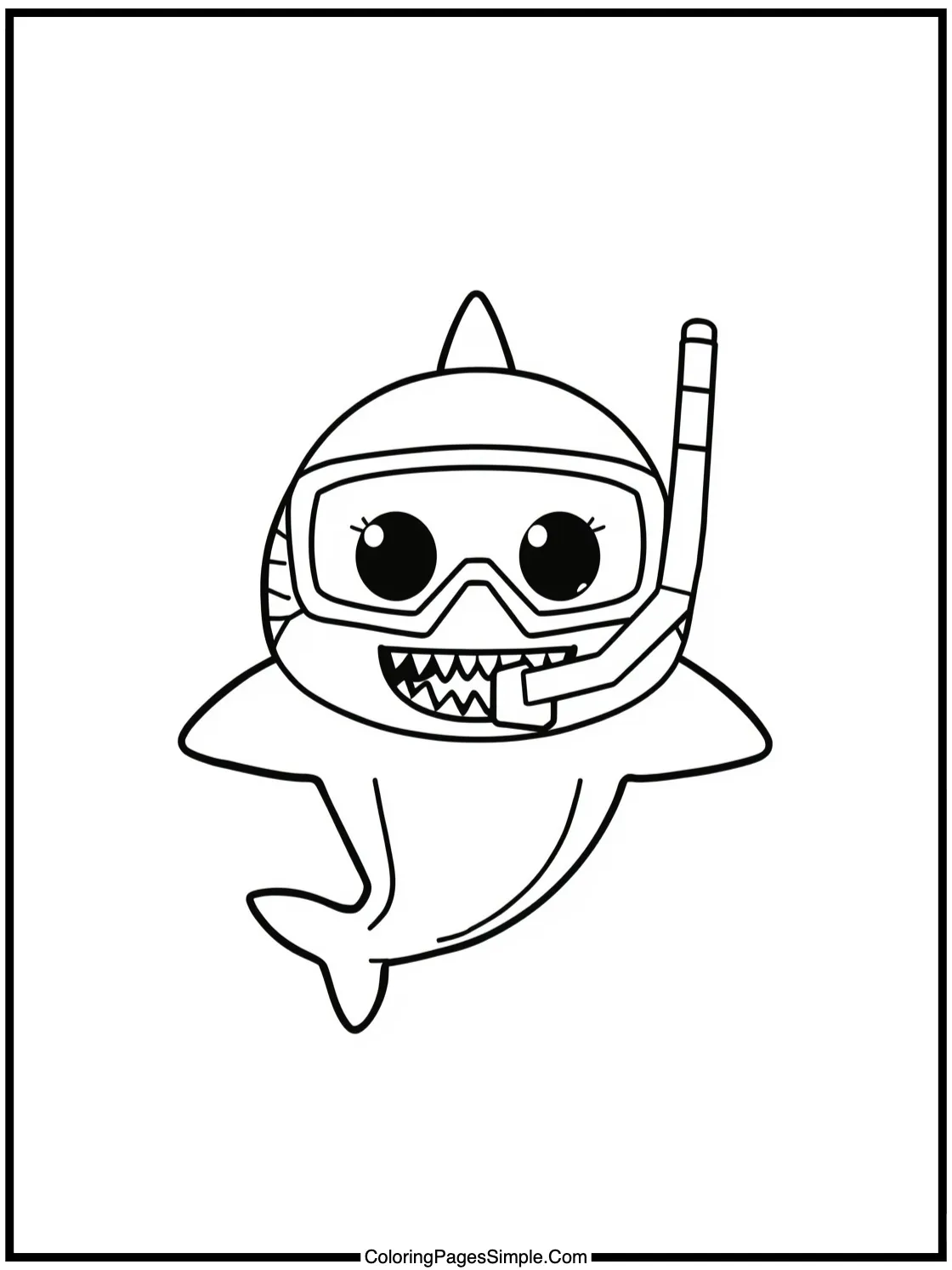 Cute Baby Shark wearing a tiny snorkel.
