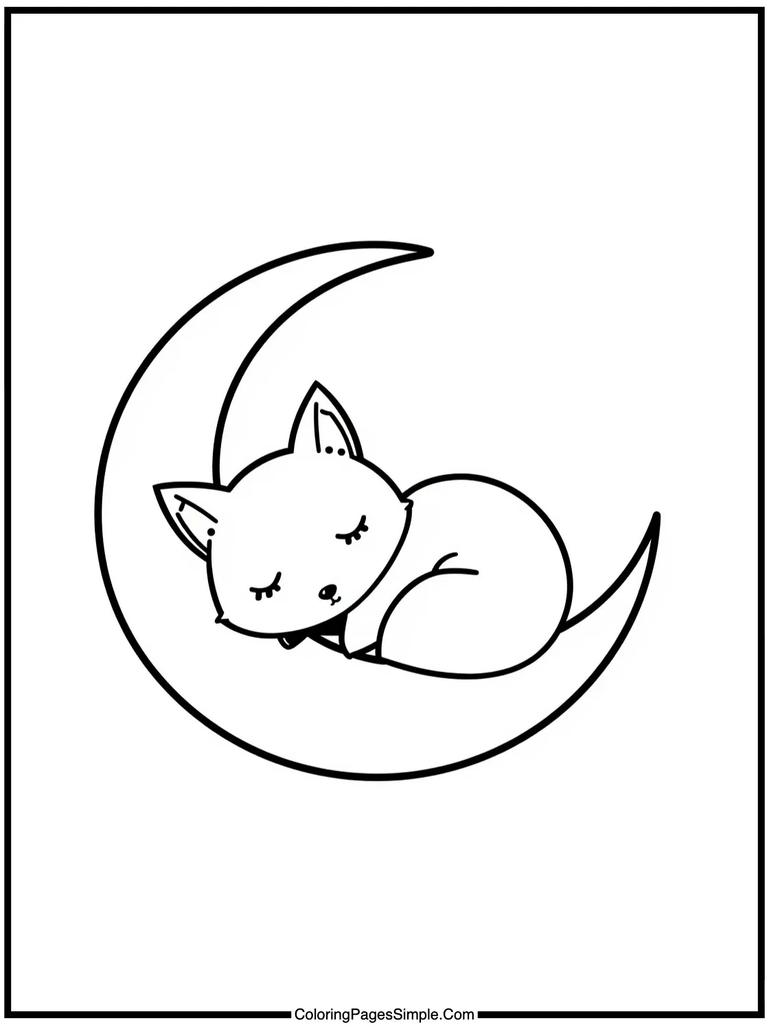 Cute Chibi Fox sleeping on crescent moon.