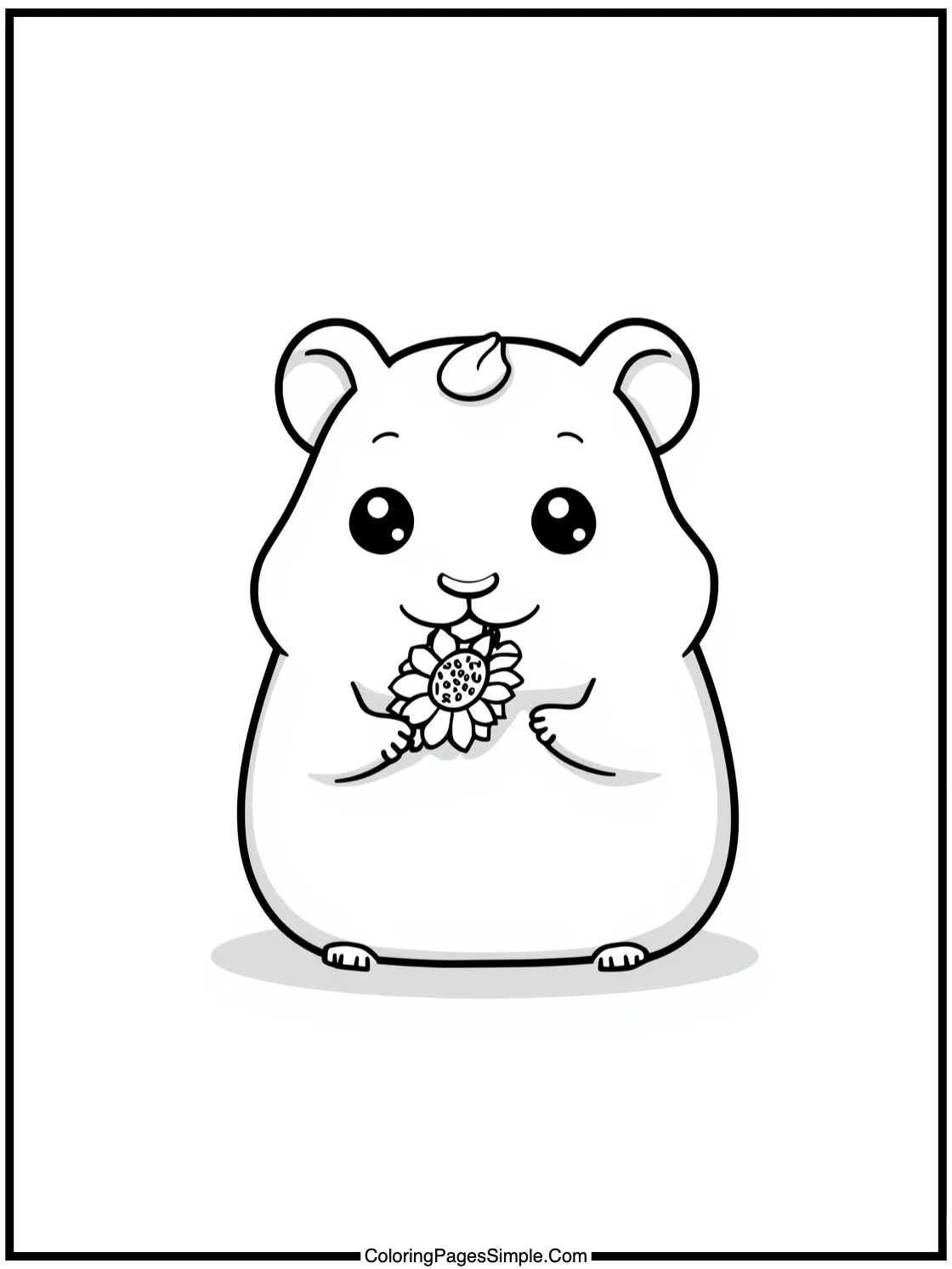 Cute Chibi Hamster Eating Sunflower Seeds.