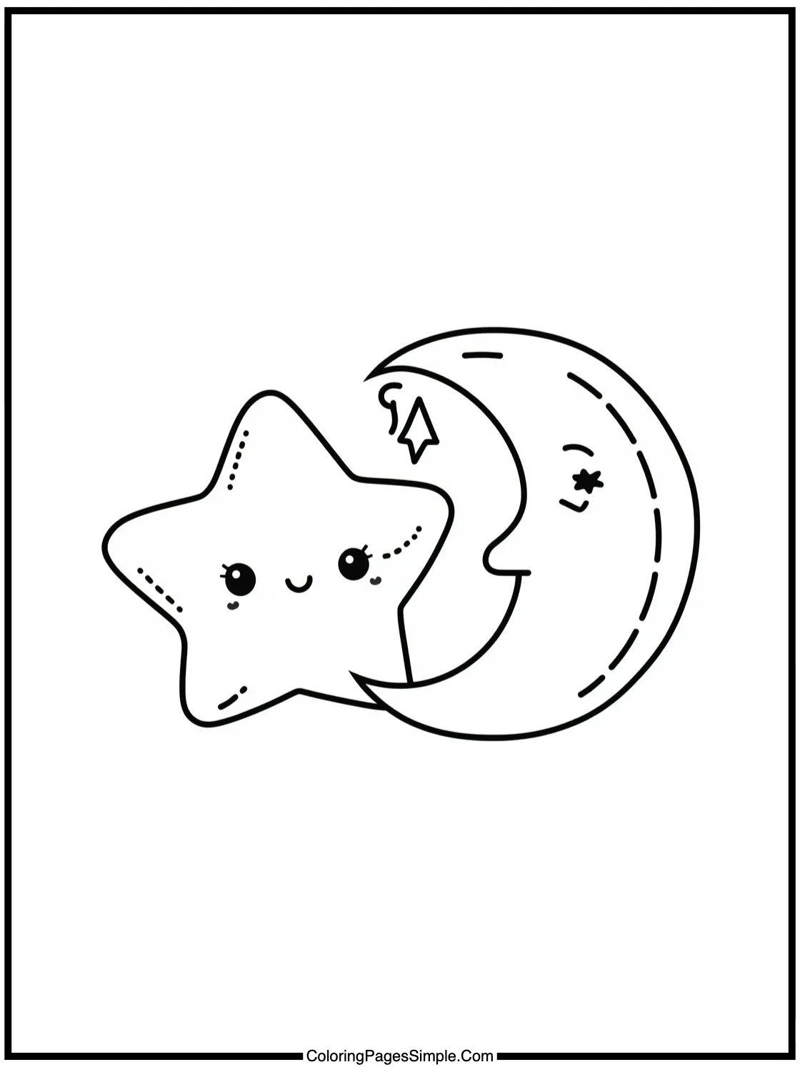 Cute Little Star and Crescent Moon Friends.