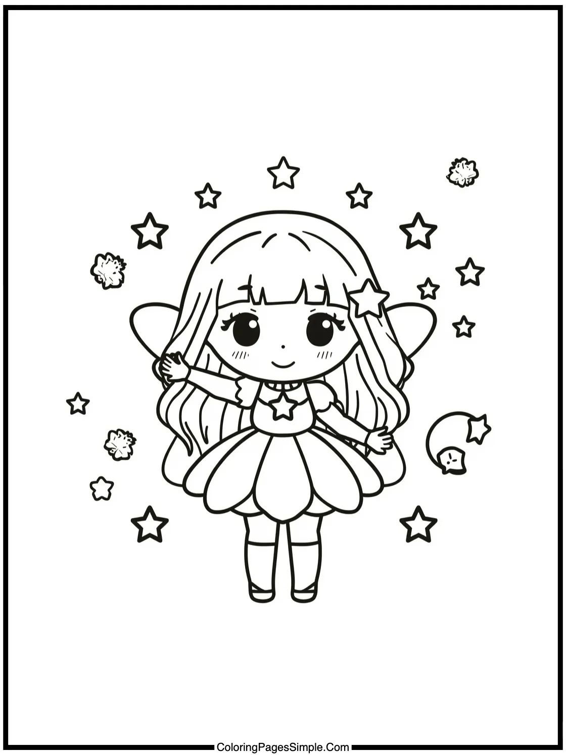 Cute Magical Girl Transforming with Stars.