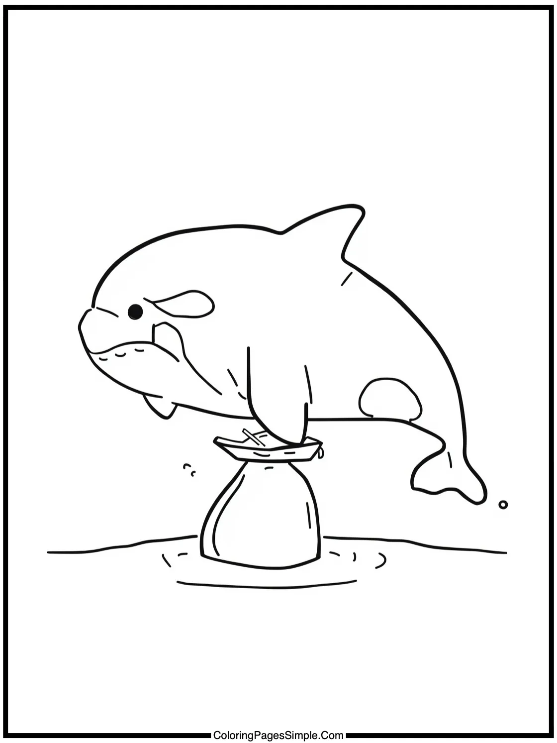 Cute Orca balancing a tiny boat.