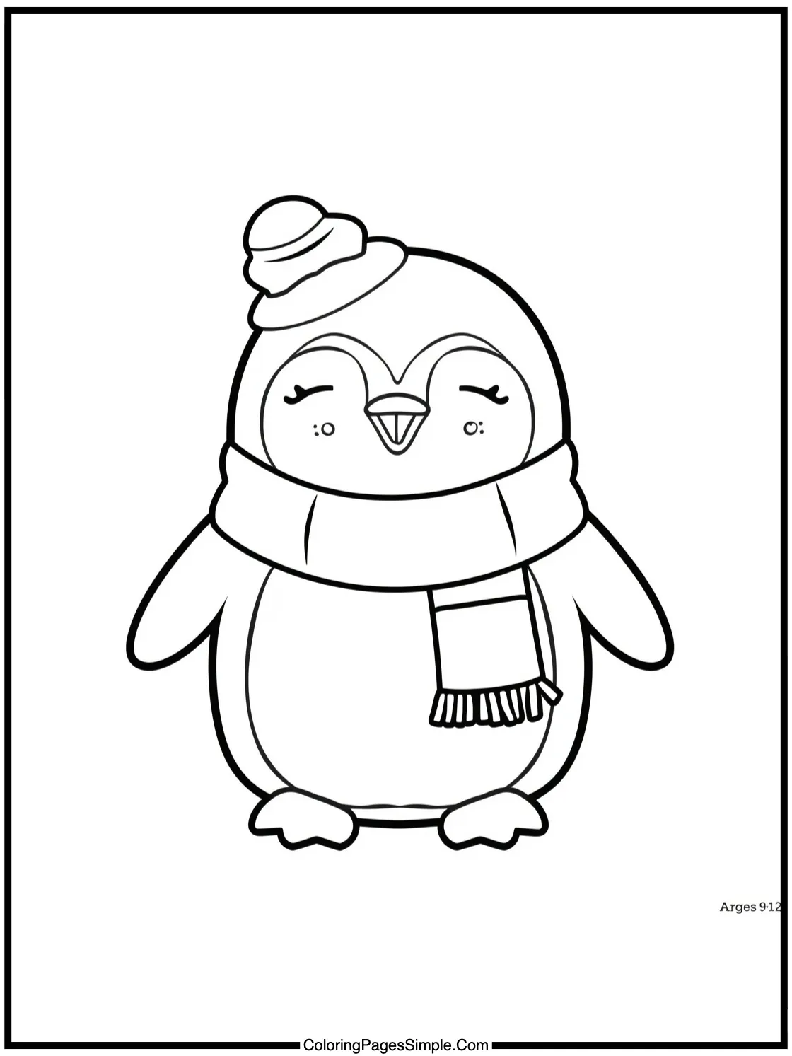 Cute Penguin wearing a warm winter scarf.