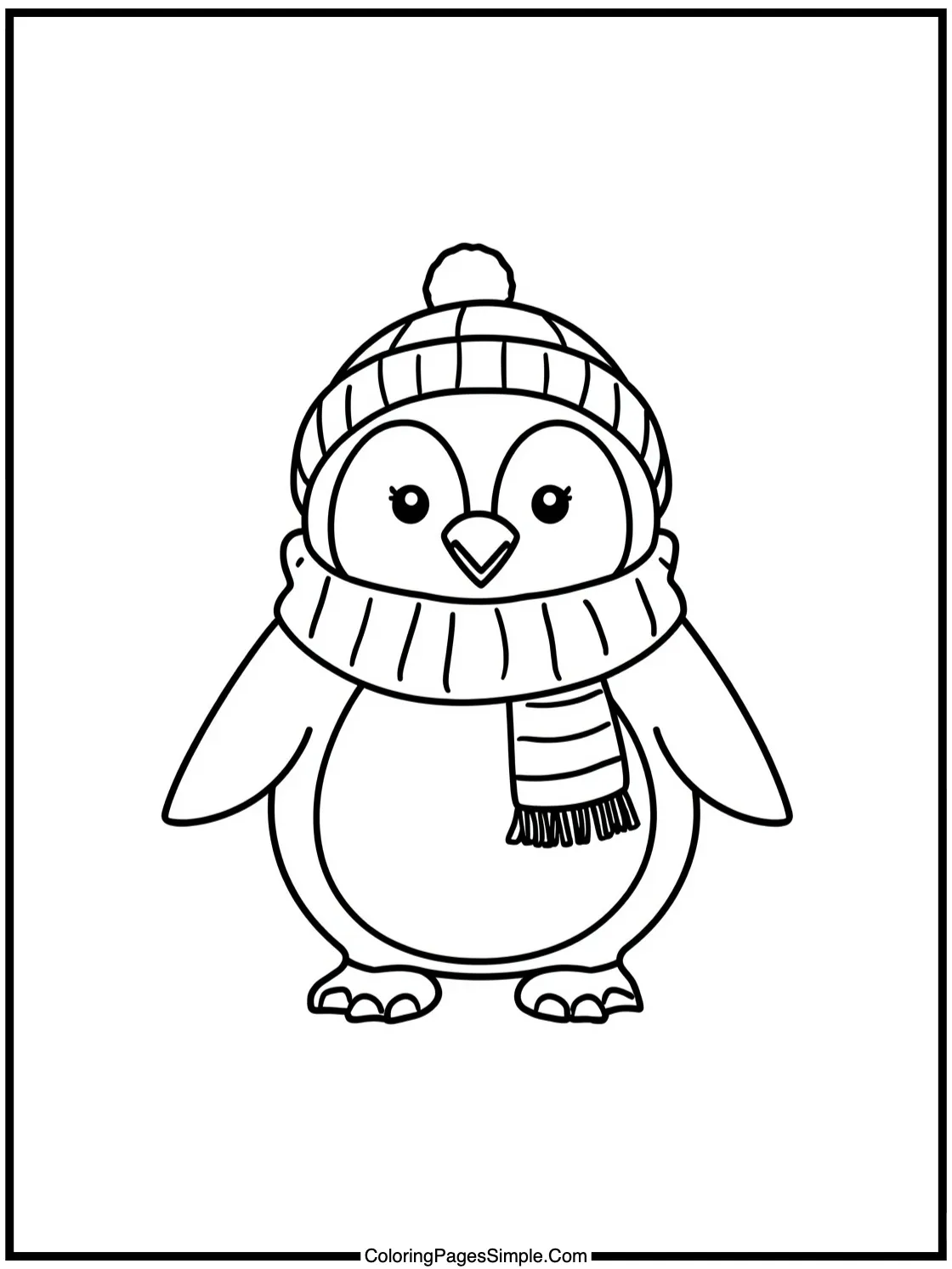 Cute Penguin wearing a warm winter scarf.