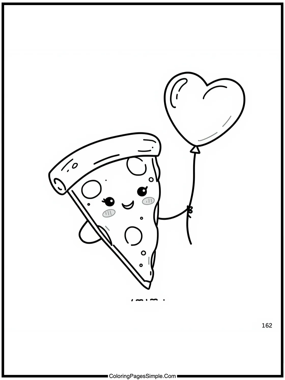 Cute Pizza Slice Holding a Love Balloon.