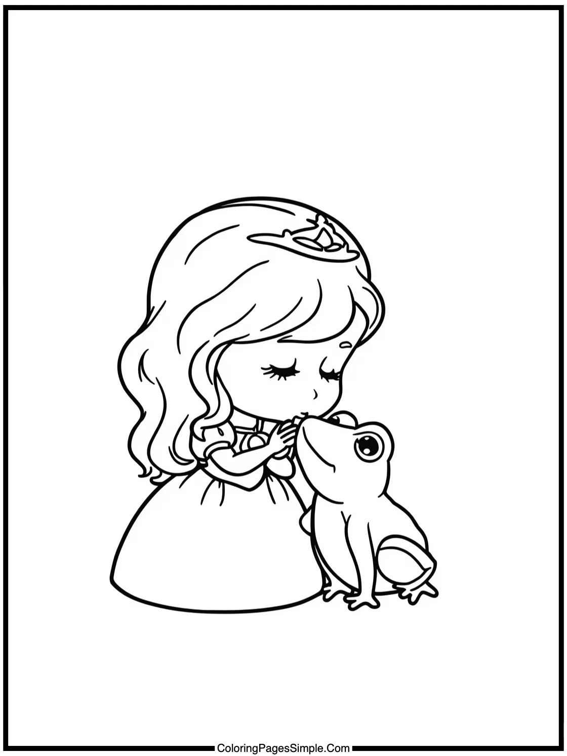 Cute Princess Kissing a Tiny Frog.