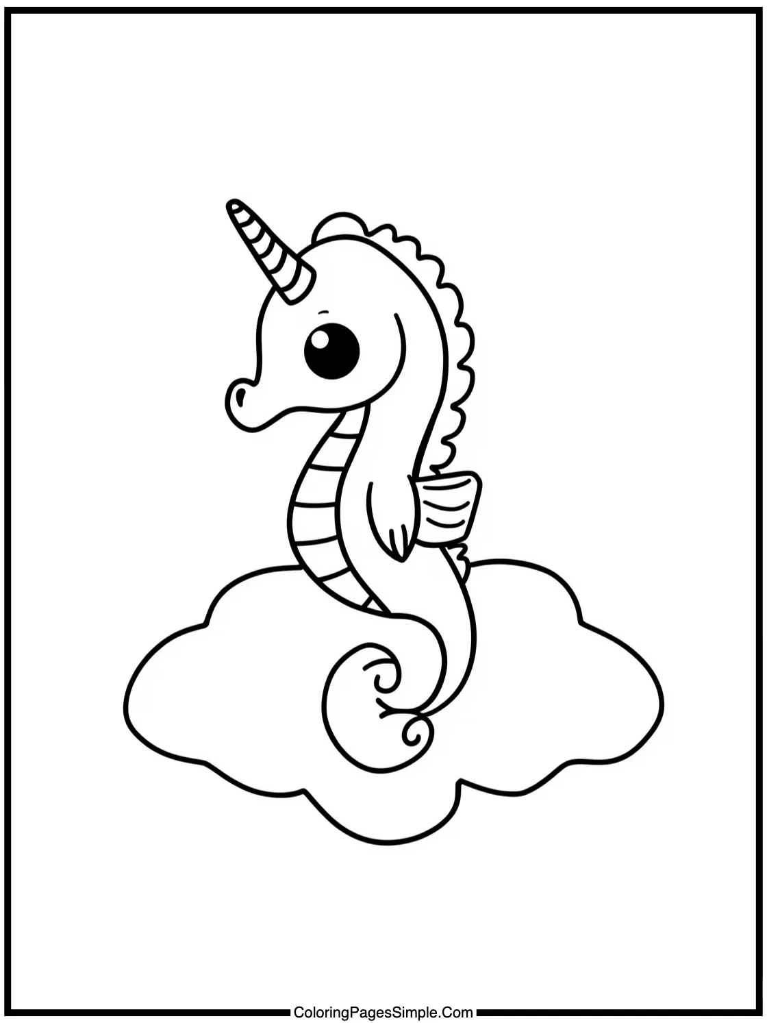Cute Seahorse riding on a bubble cloud.