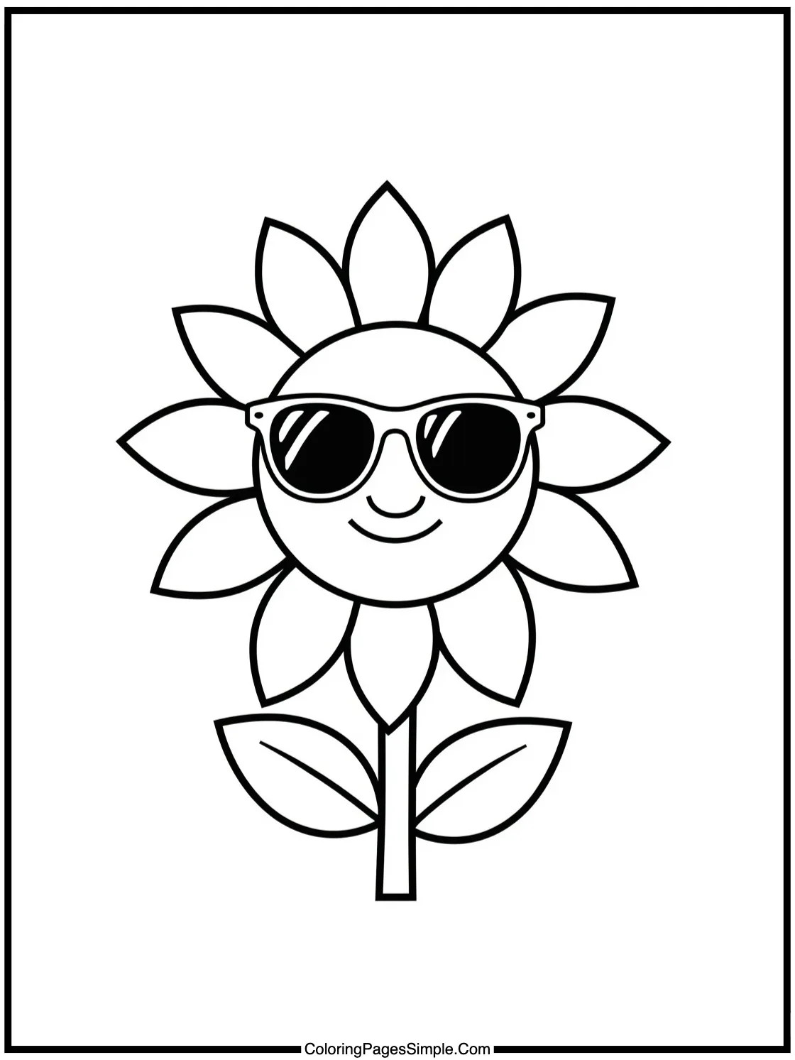 Cute Smiling Sun Flower Wearing Sunglasses.