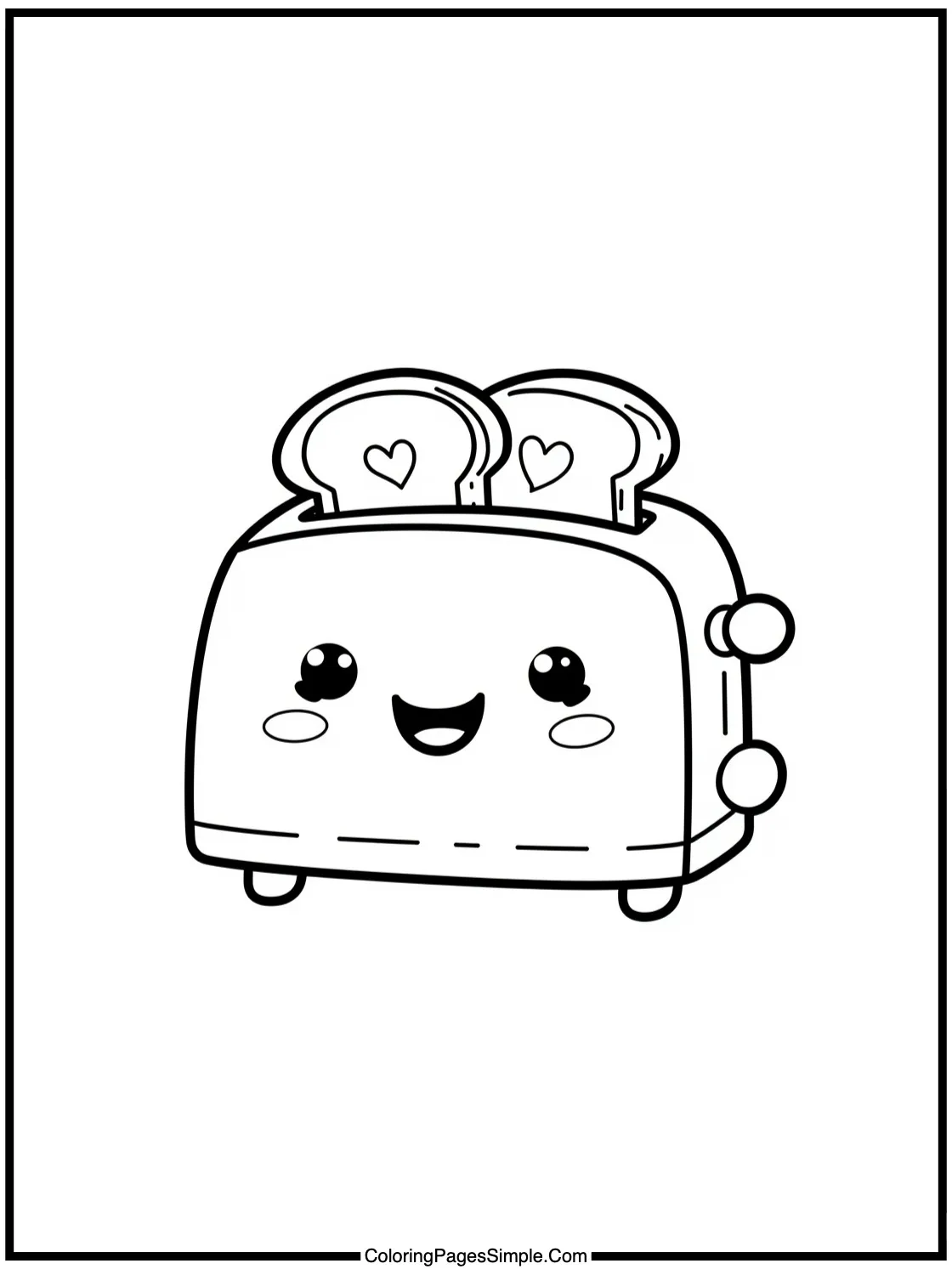 Cute Toaster Popping Out Two Bread Hearts.