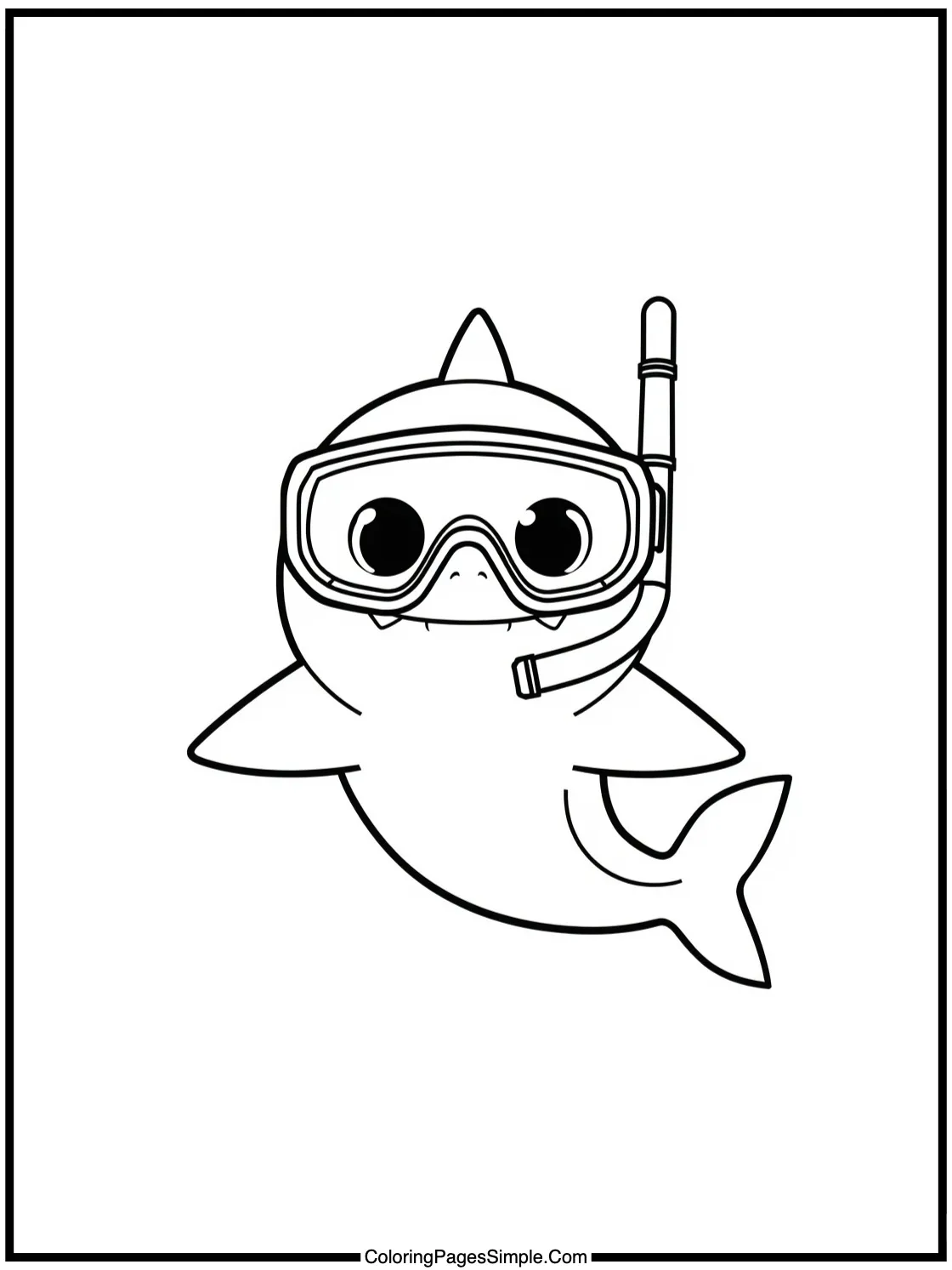 Cute baby shark wearing snorkeling mask.