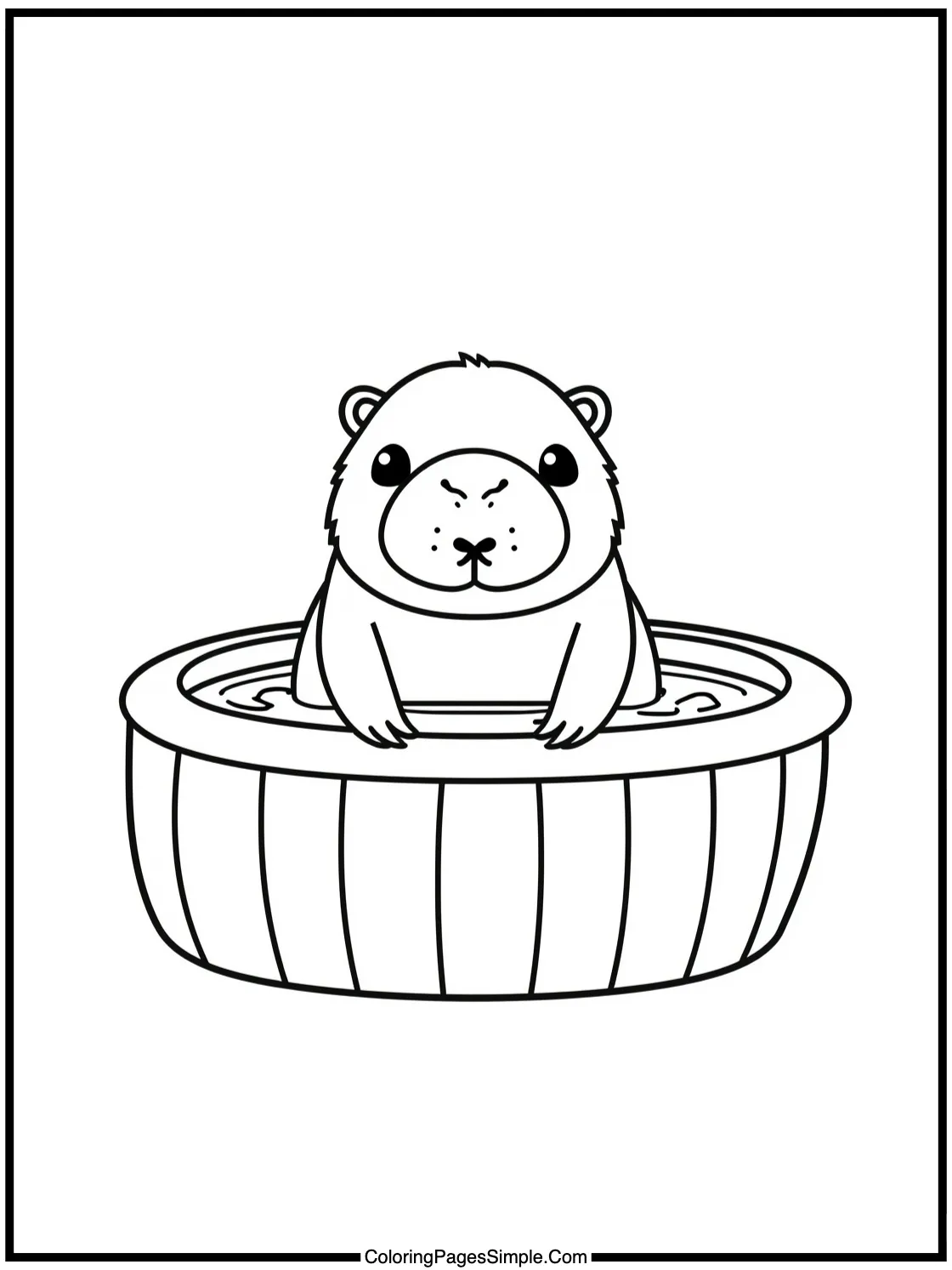 Cute capybara sitting in a hot tub.