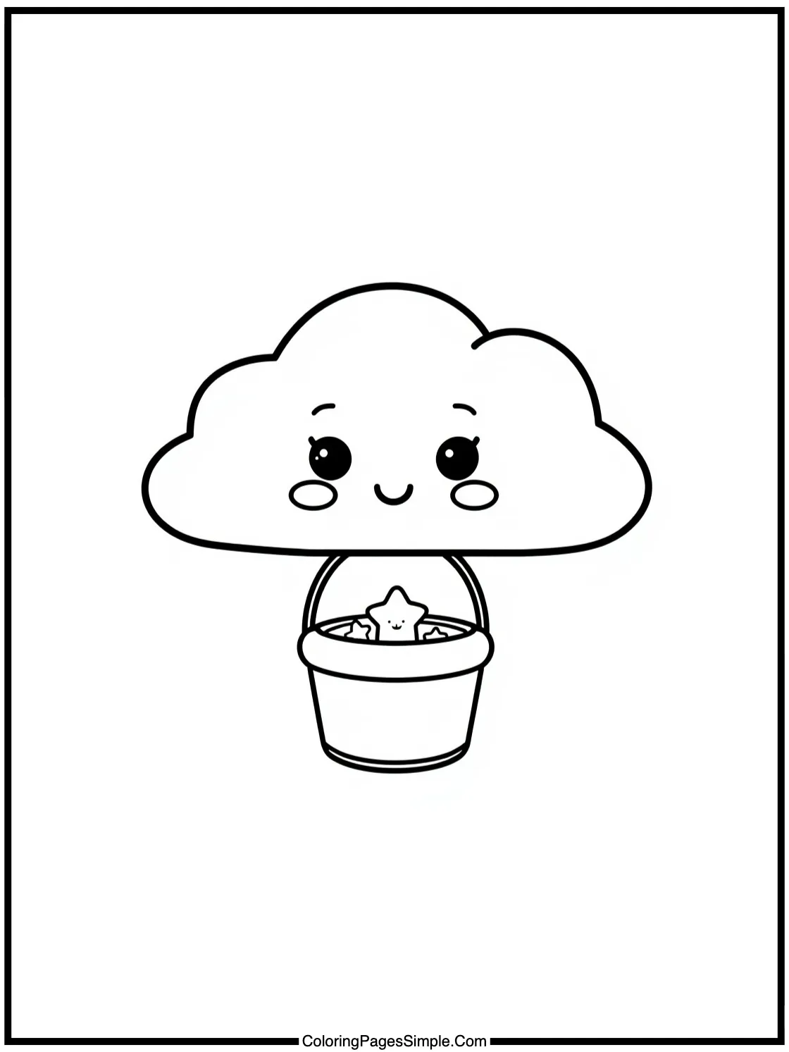 Cute cloud holding tiny stars bucket.