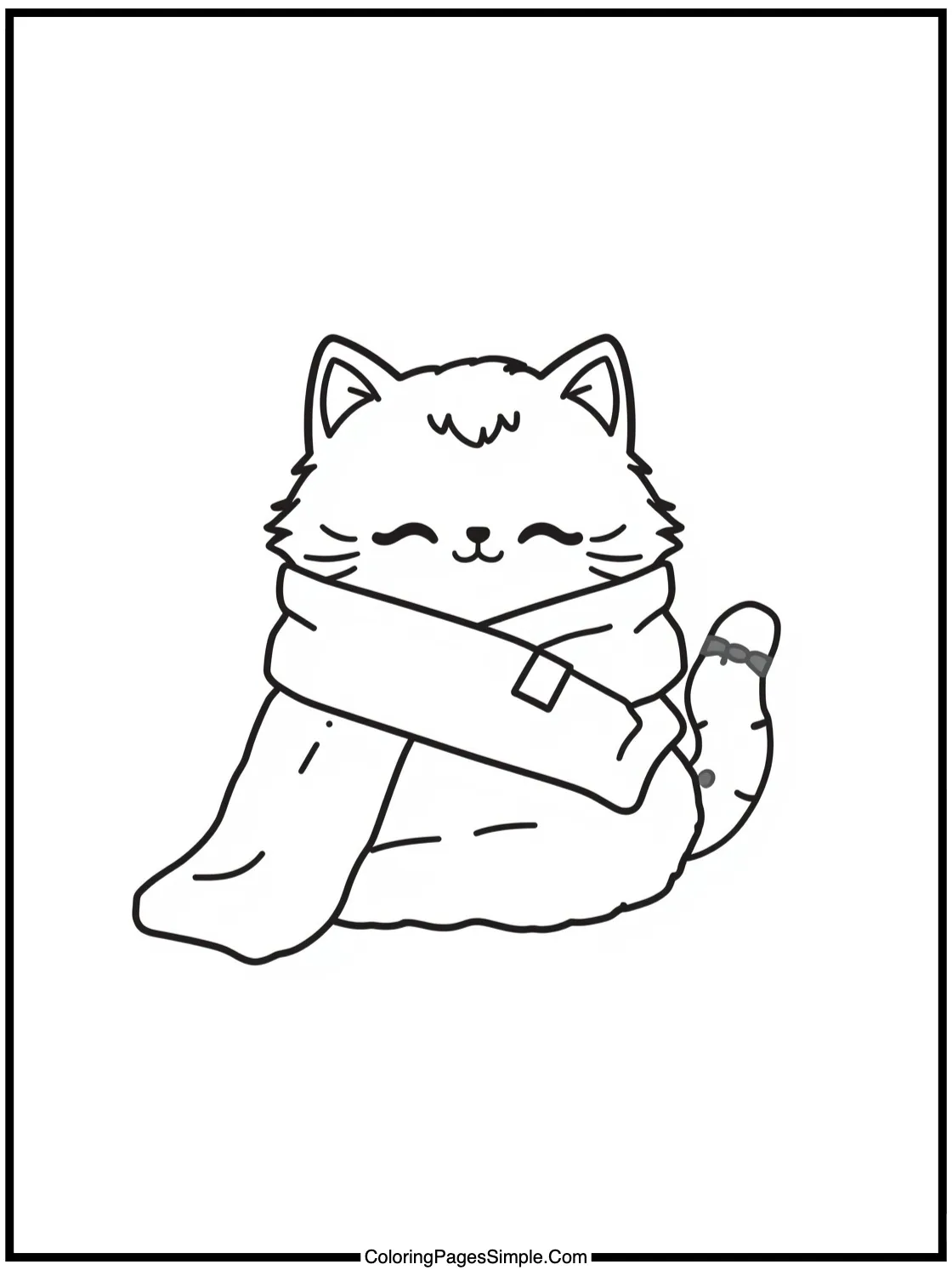 Cute fluffy cat wrapped in blanket.