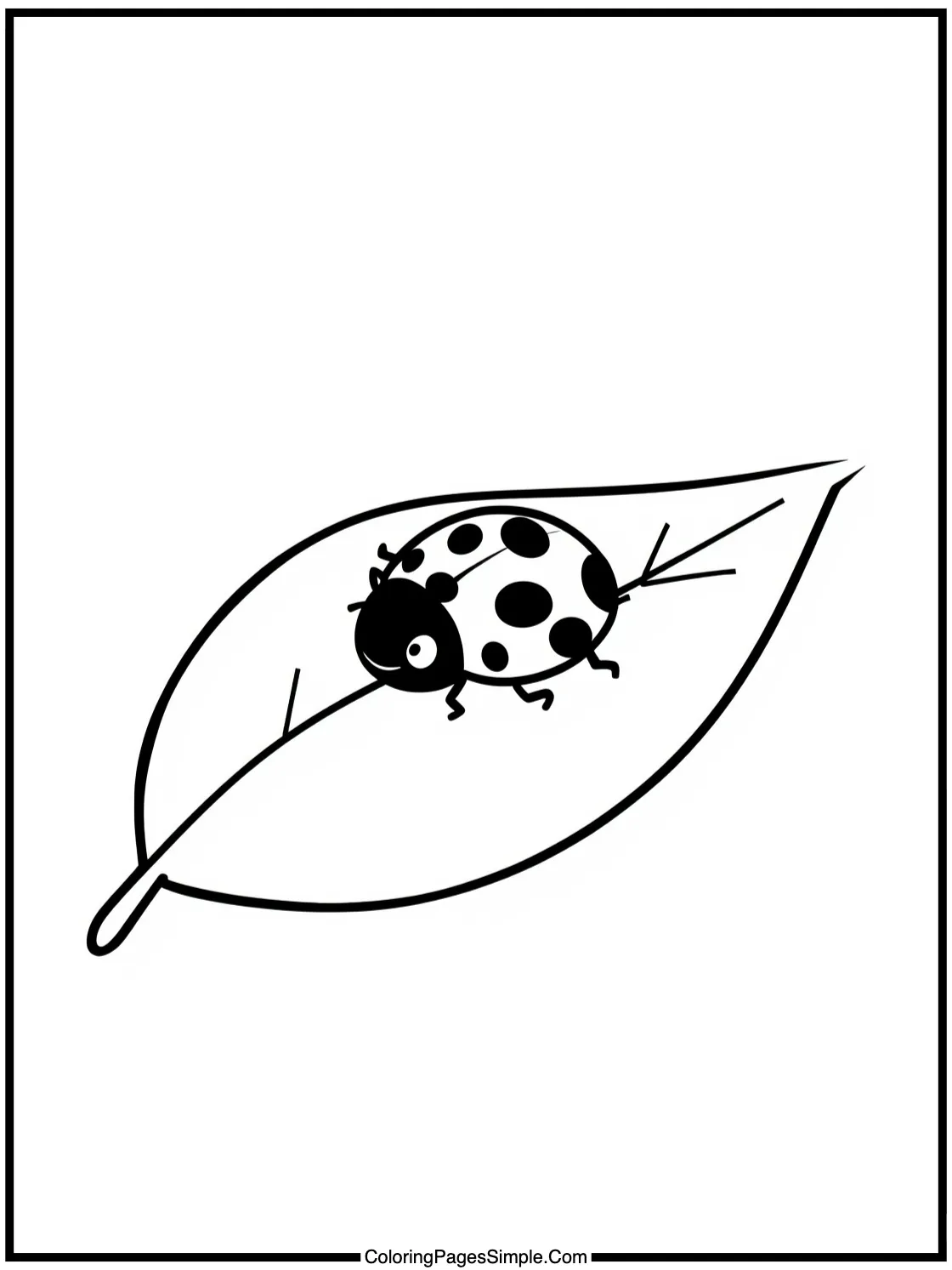 Cute ladybug resting on a big green leaf.