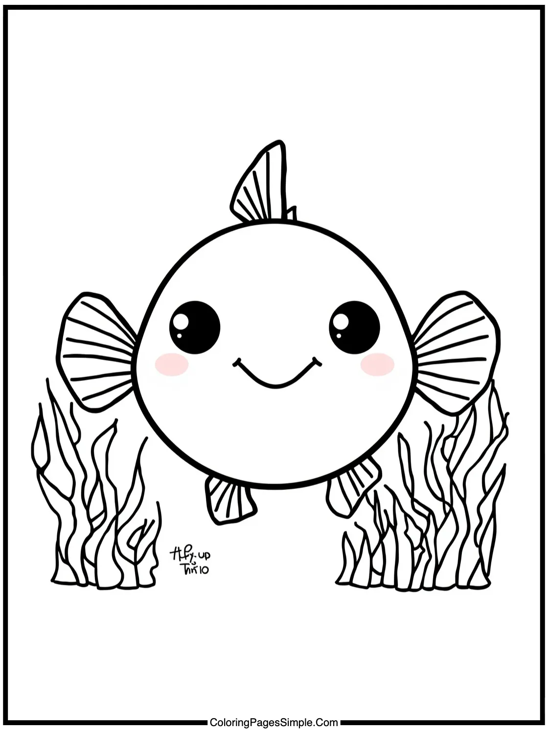 Cute pufferfish smiling in the deep.