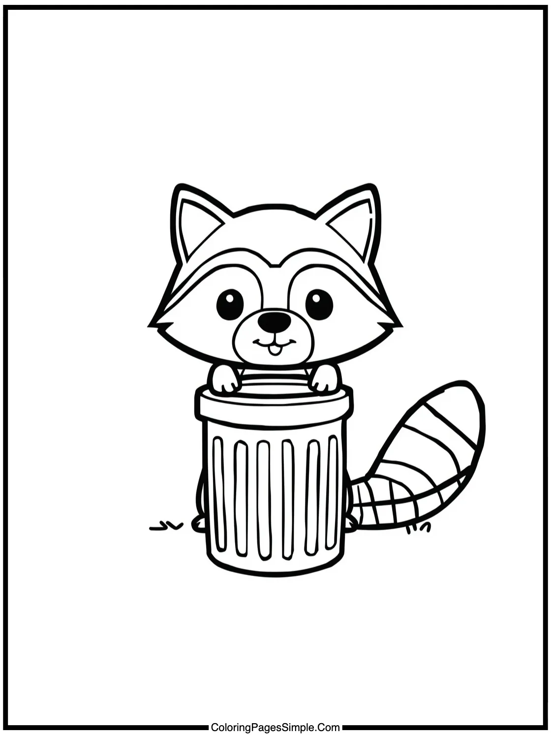 Cute raccoon eating from trash can.