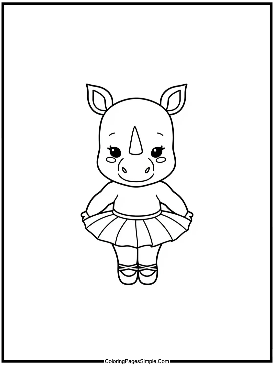 Cute rhinoceros wearing tiny ballet shoes.