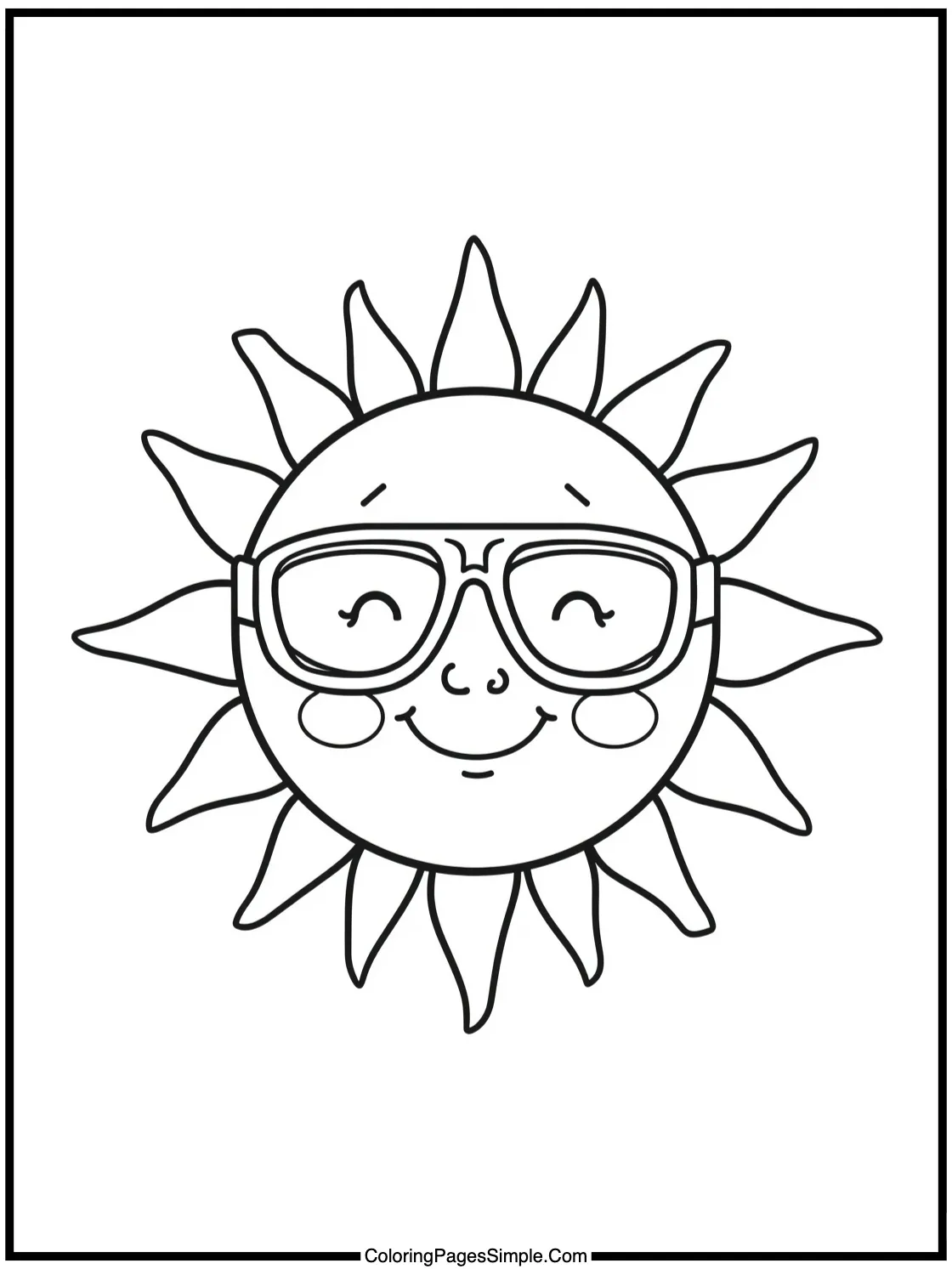 Cute summer sun wearing swimming goggles.