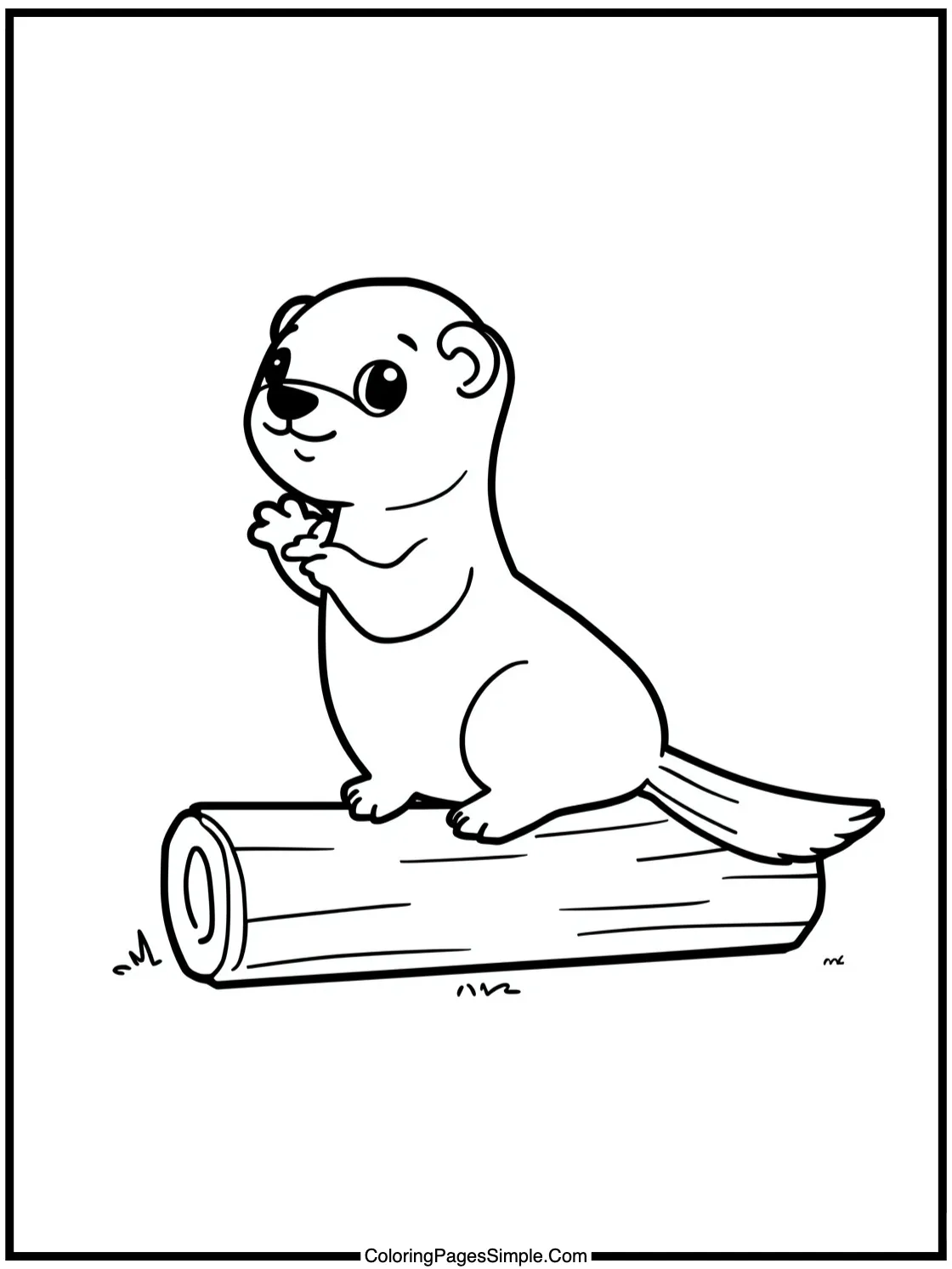 Cute weasel balancing on a log.