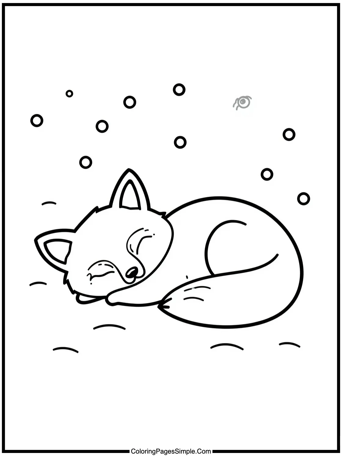 Happy Arctic Fox sleeping in the snow.