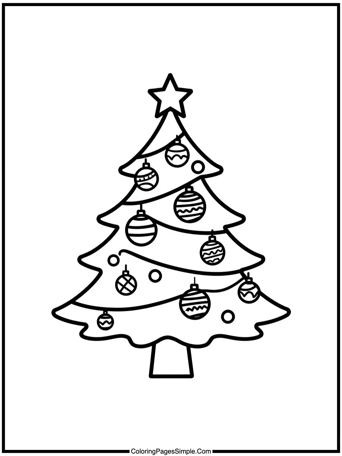 Happy Christmas Tree Decorated with Ornaments.