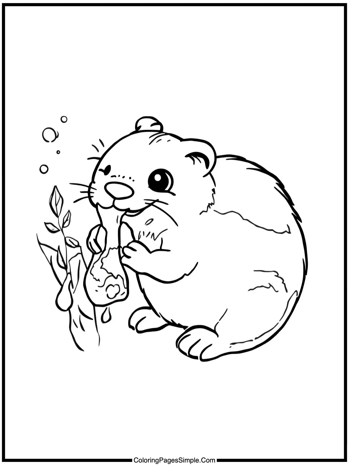 Happy Dormouse drinking dew drops smiling.