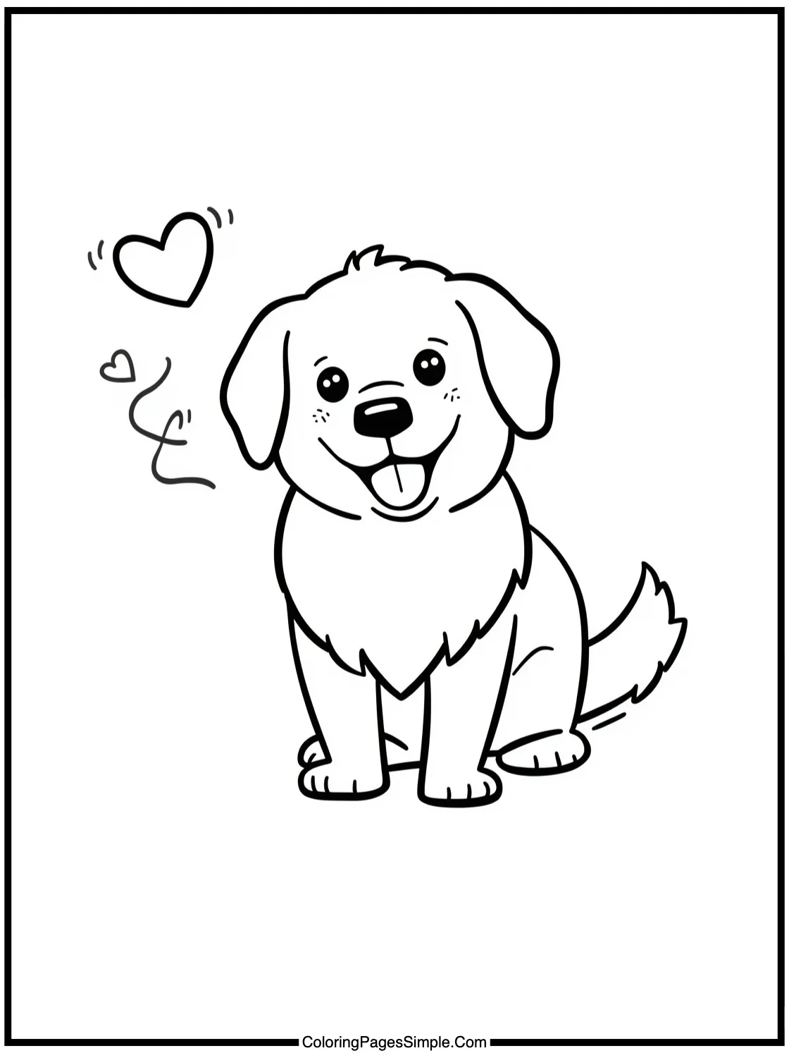 Happy Golden Retriever fetching a heart.