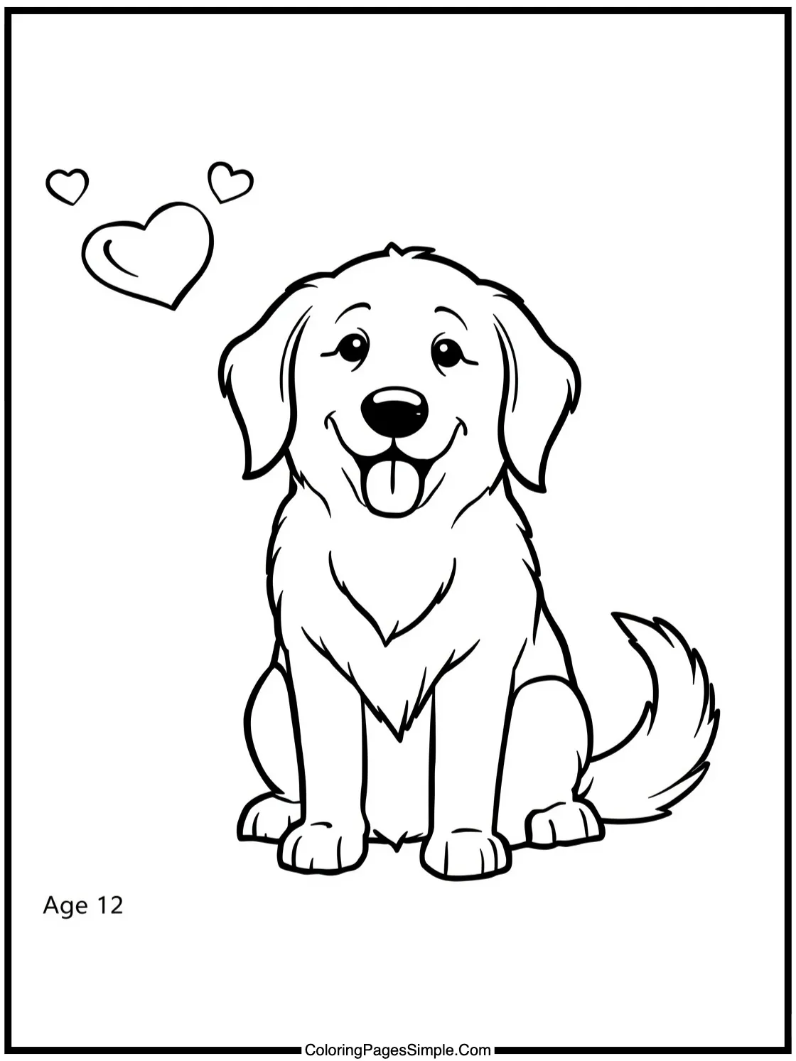 Happy Golden Retriever fetching a heart.