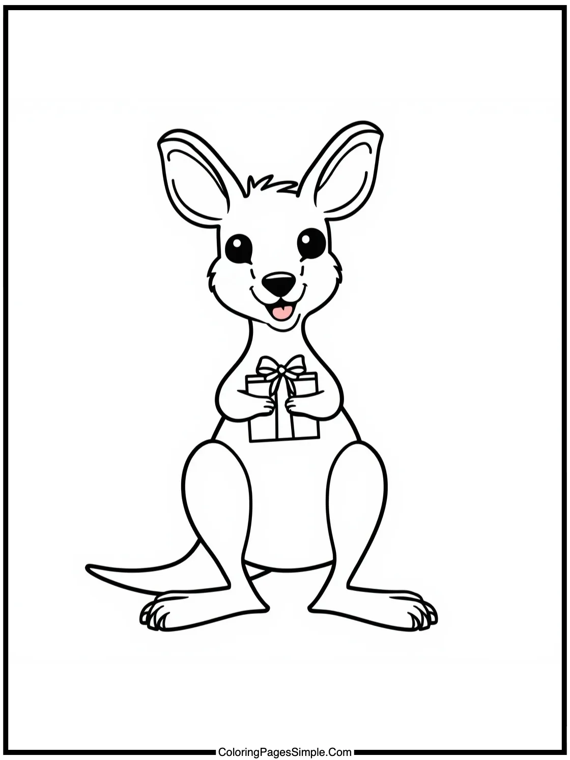 Happy Kangaroo carrying a small gift.