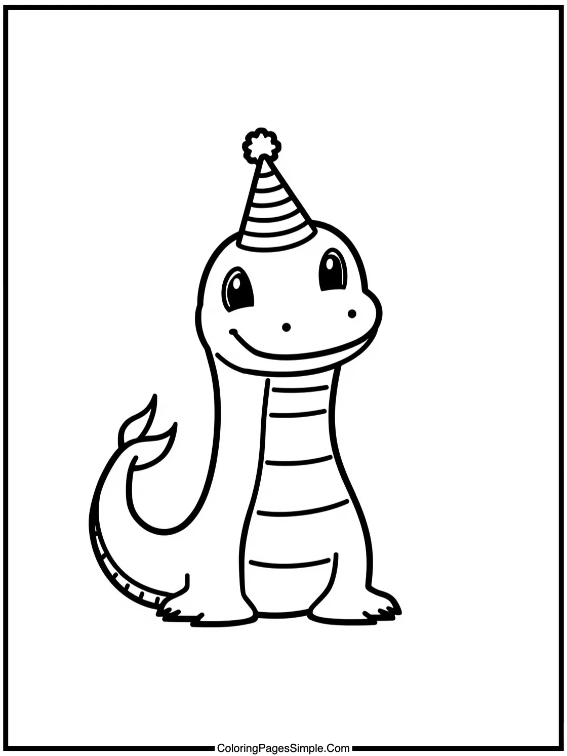 Happy Loch Ness monster with party hat.