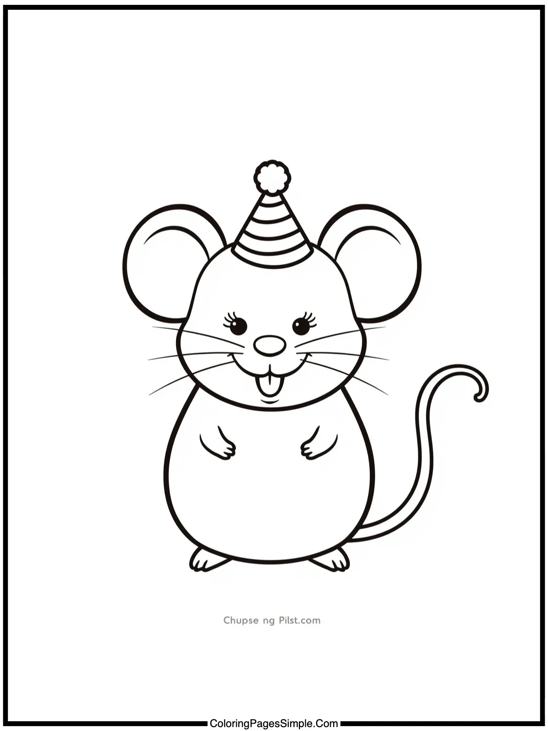 Happy Mouse wearing a small party hat.