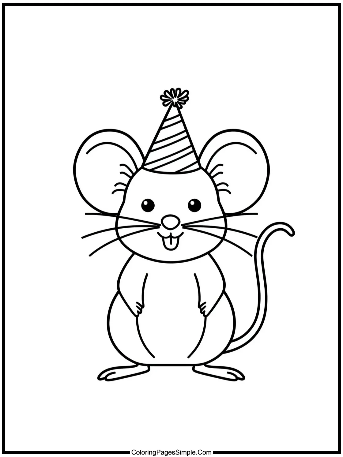 Happy Mouse wearing a small party hat.