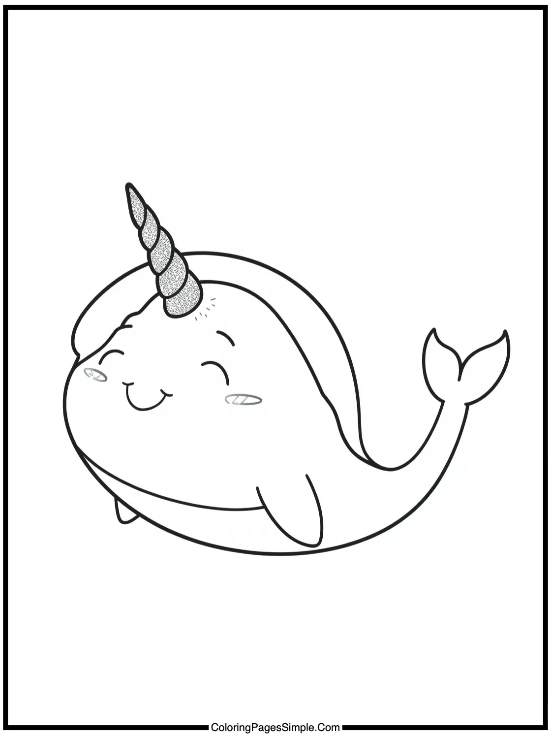Happy Narwhal with a sparkly unicorn horn.