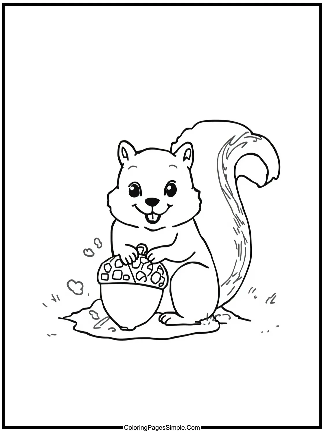 Happy Squirrel burying a giant acorn.
