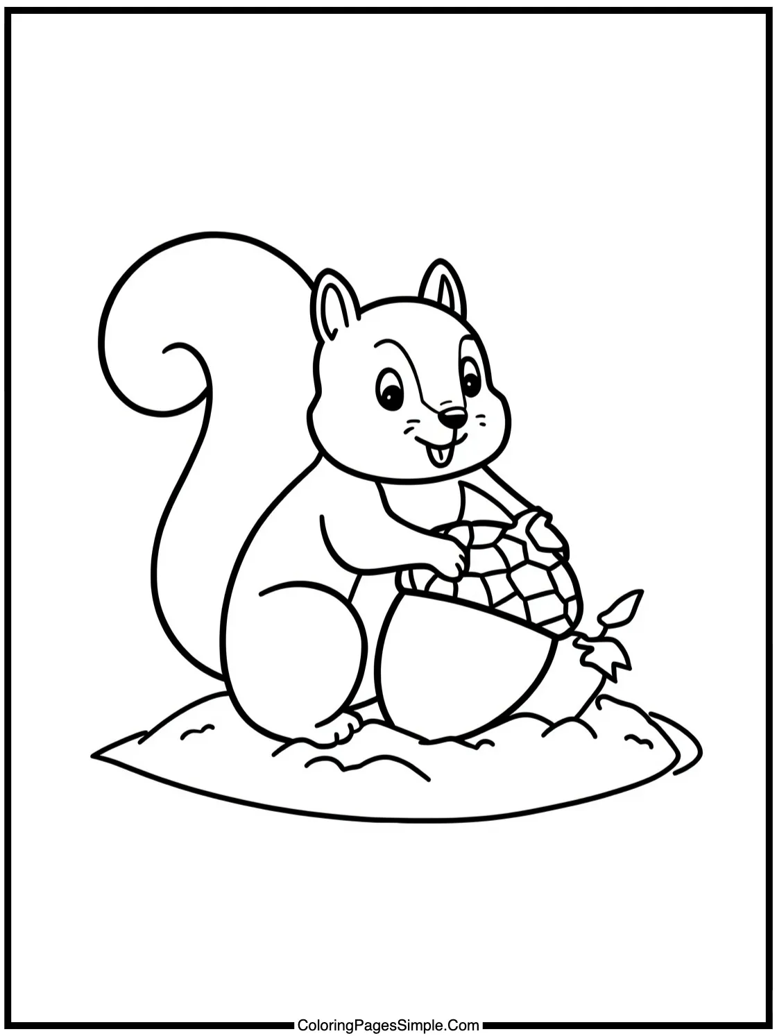 Happy Squirrel burying a giant acorn.