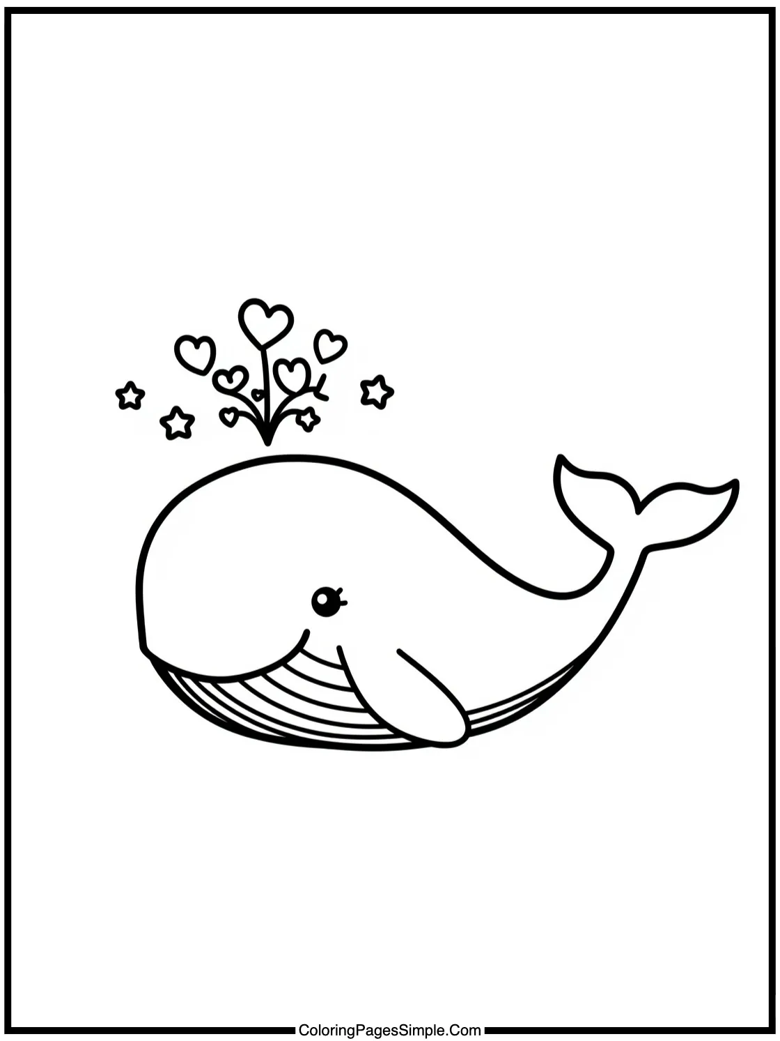 Happy Whale spouting stars and hearts.