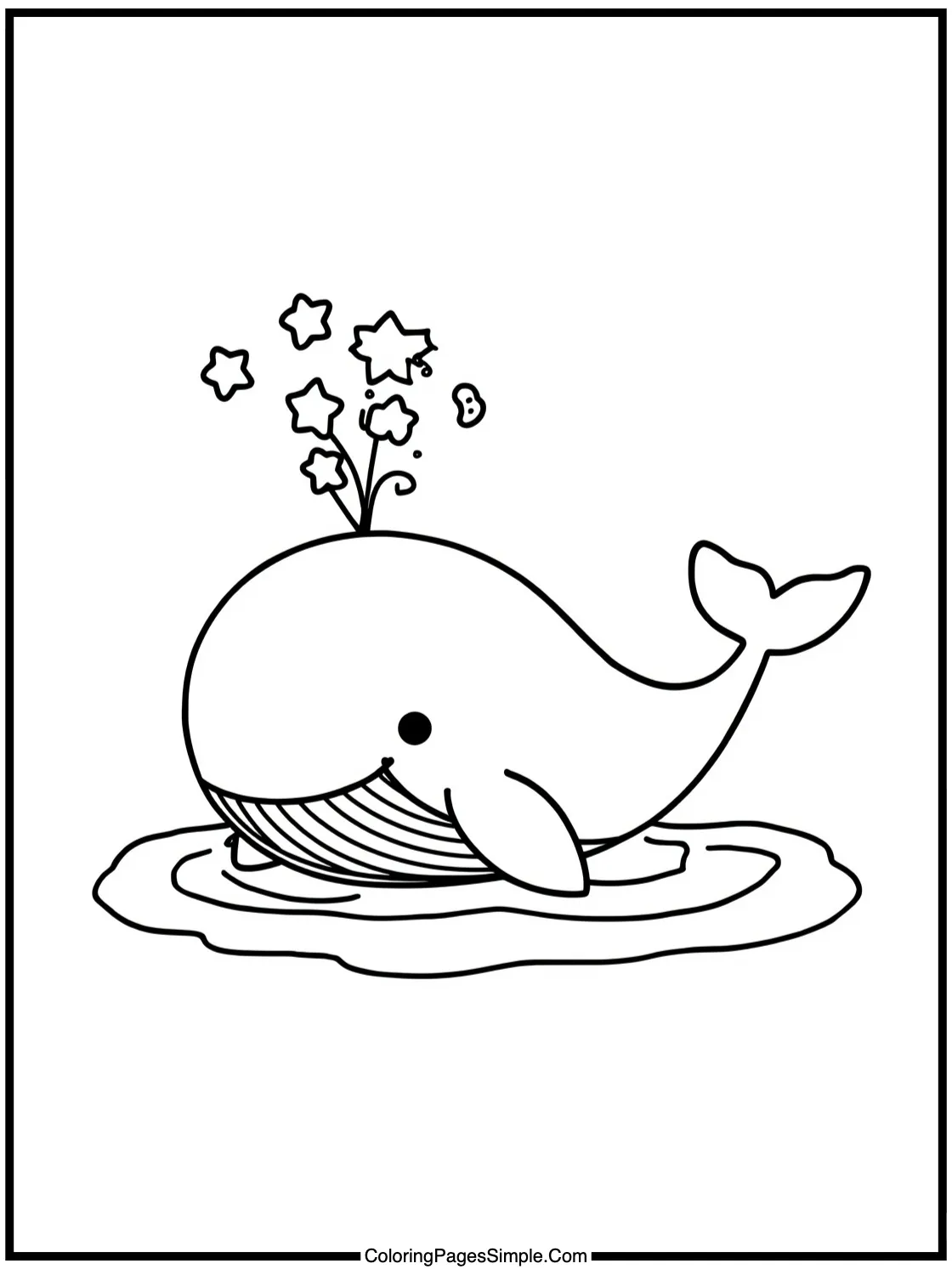 Happy Whale spouting stars and hearts.